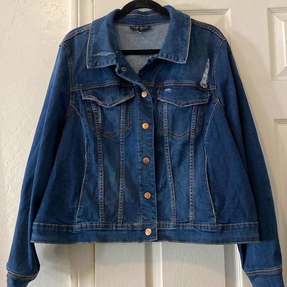 Lane bryant Jean jacket with distressed style